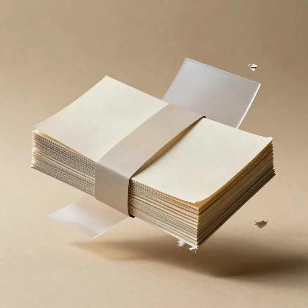 Pack de 12 articles SEO flottant entre deux feuilles translucides, lumière rasante douce.