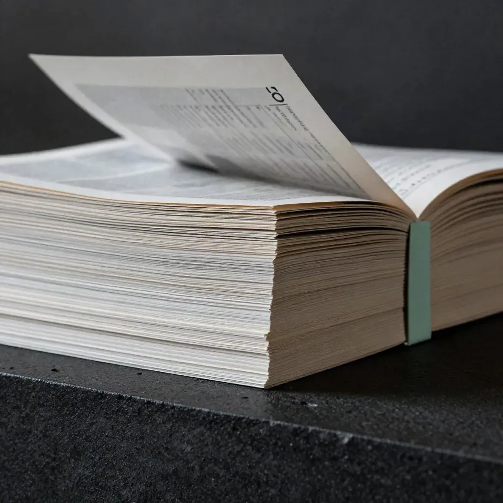 Pack d’articles SEO sur béton brossé, feuilles libres et calendrier plié, lumière dramatique.