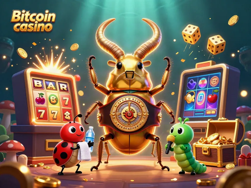 Faites vibrer le Bitcoin casino avec un combat dynamique entre personnages et machines à sous éclatantes.