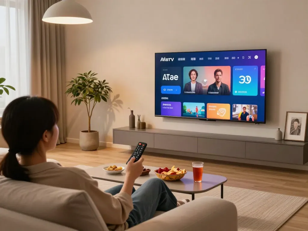 Installation moderne avec Atlas Iptv sur un téléviseur dans un salon confortable